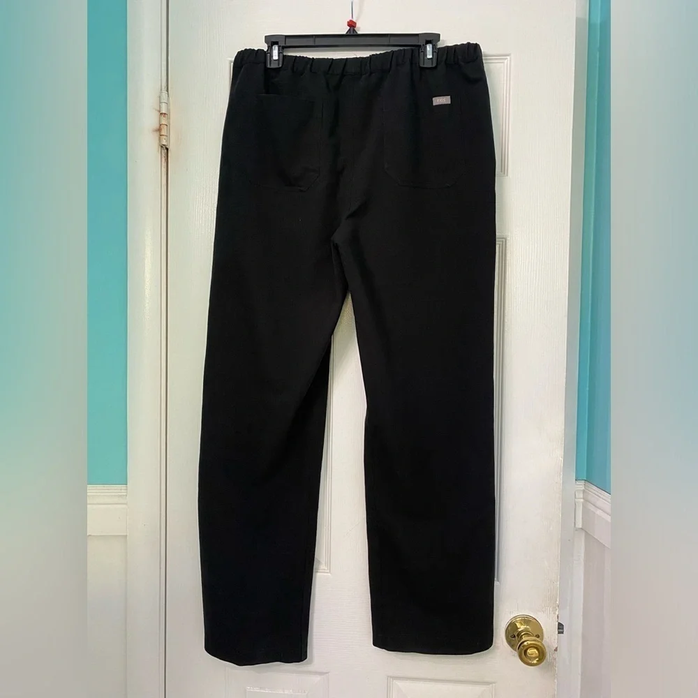 Figs Men's Black Drawstring Pants with White Tie